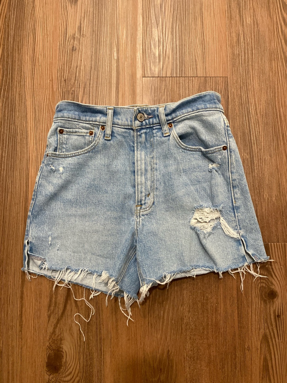 Abercrombie & Fitch Light Blue Distressed Denim Cutoff Shorts